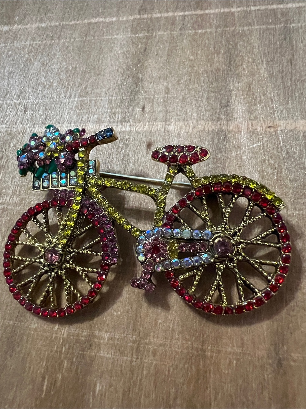 3/$18 Multicolor Crystal Bicycle Brooch – Lot 442